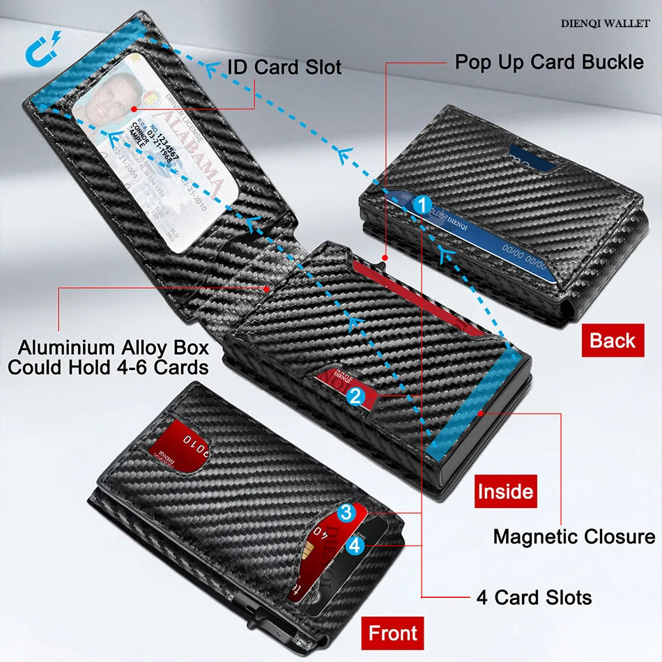 Carbon Fiber Rfid Credit Card Holder Men Wallets anti Theft Slim Thin Wallet Luxury Cardholder Minimalist Wallet Purse Walet Bag